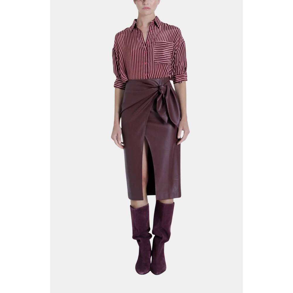 NEW KARINA GRIMALDI sybill vegan leather skirt in malbec